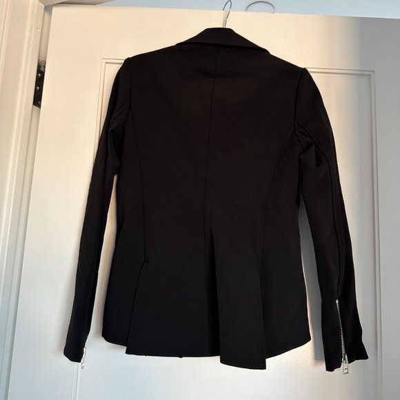 Veronica Beard Scuba Hadley Moto Jacket Sz 2 Black Wrinkle-resistant Stretch - Picture 9 of 10